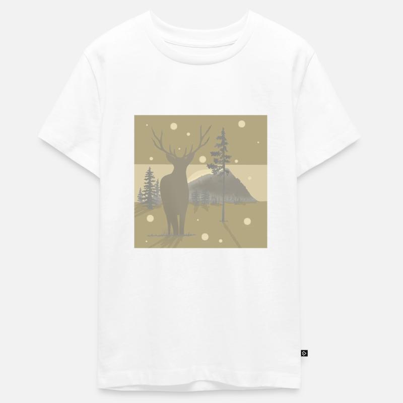 Hirsche in den Bergen. - Teenager Premium Bio T-Shirt - Weiß