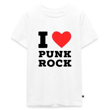 I love punk rock - Teenager Premium Organic T-Shirt - white - Front - AI Model Teenager Male light (155cm)