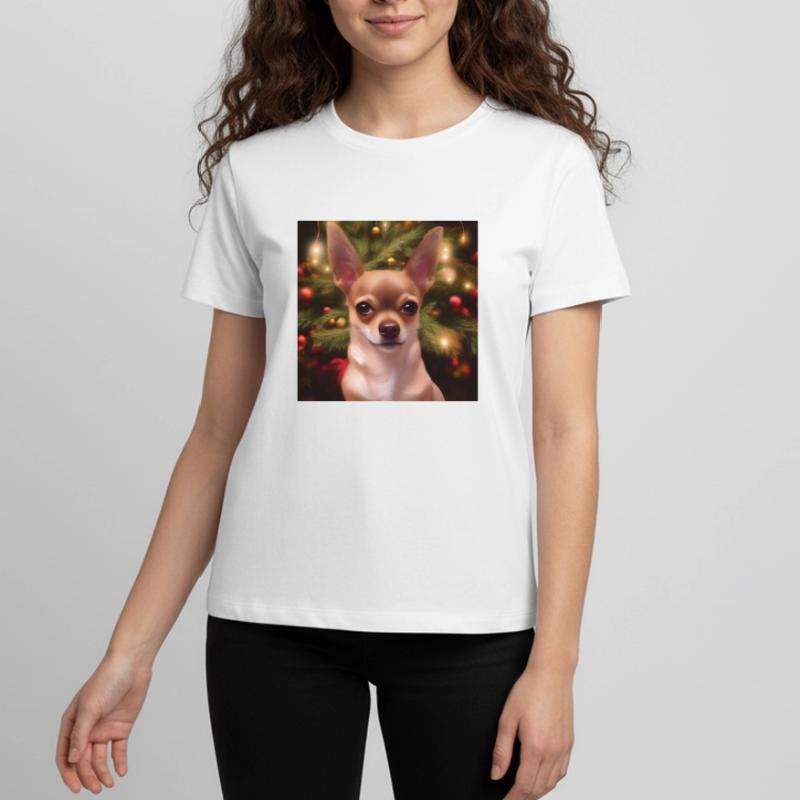 Chihuahua vor einem Weihnachtsbaum Teenager Premium Bio T-Shirt