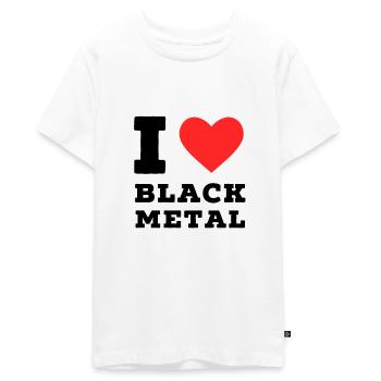 I love black metal - Teenager Premium Organic T-Shirt - white - Front - AI Model Teenager Male light (155cm)