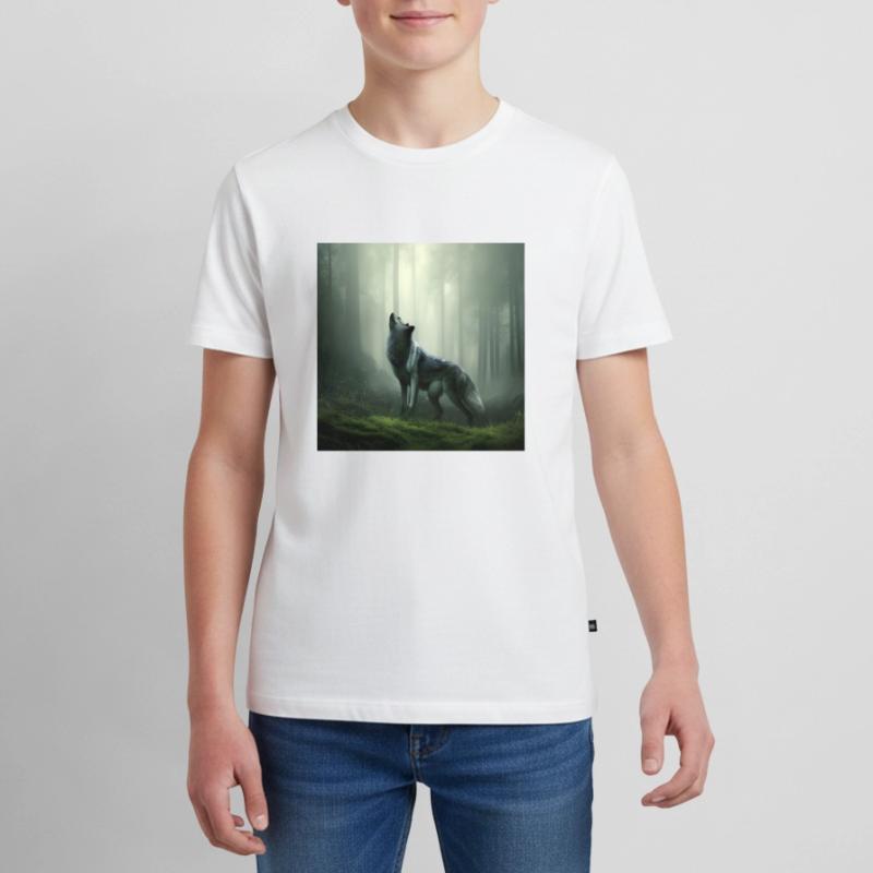 Heulender Wolf um Mitternacht Teenager Premium Bio T-Shirt