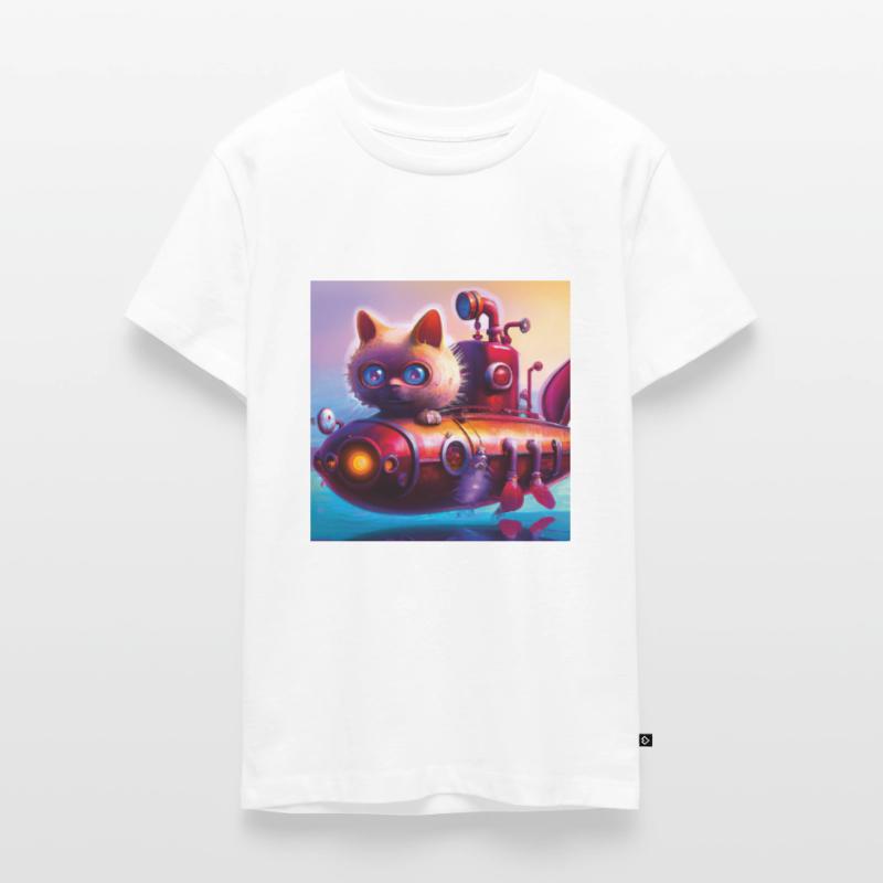 Cat Submarine Teenager Premium Organic T-Shirt