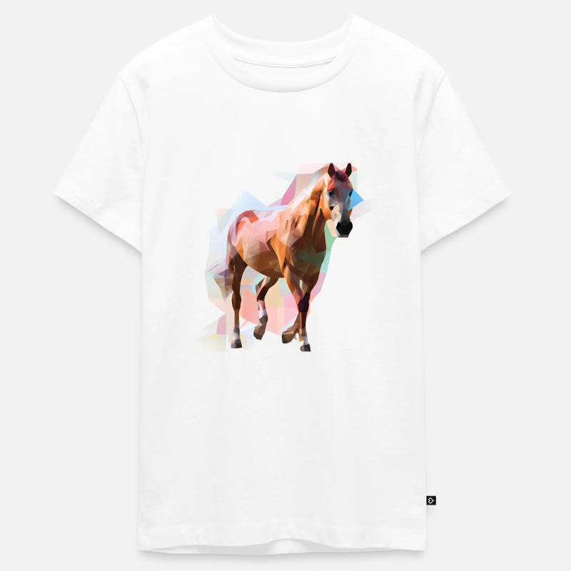 Bunter Abstrakter Geometrisches Pferd - Teenager Premium Bio T-Shirt - Weiß