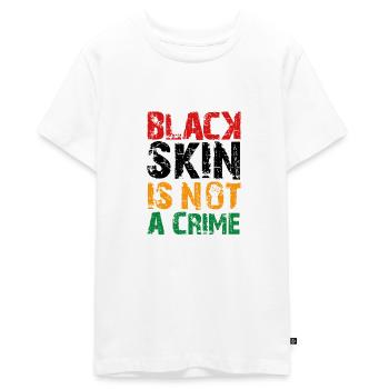 Black skin is not a crime - Teenager Premium Organic T-Shirt - white - Front - AI Model Teenager Male light (155cm)