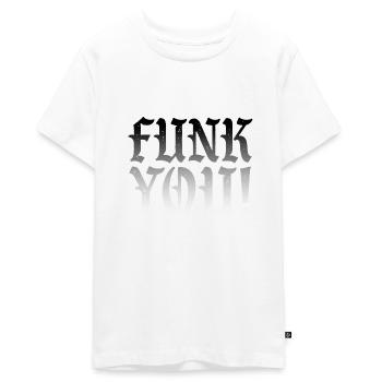 Funk you - Teenager Premium Organic T-Shirt - white - Front - AI Model Teenager Male light (155cm)