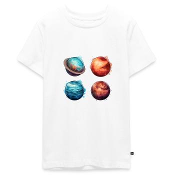 Le système cosmique - Planètes - T-shirt Premium bio Ado - blanc - Devant - AI Model Teenager Male light (155cm)