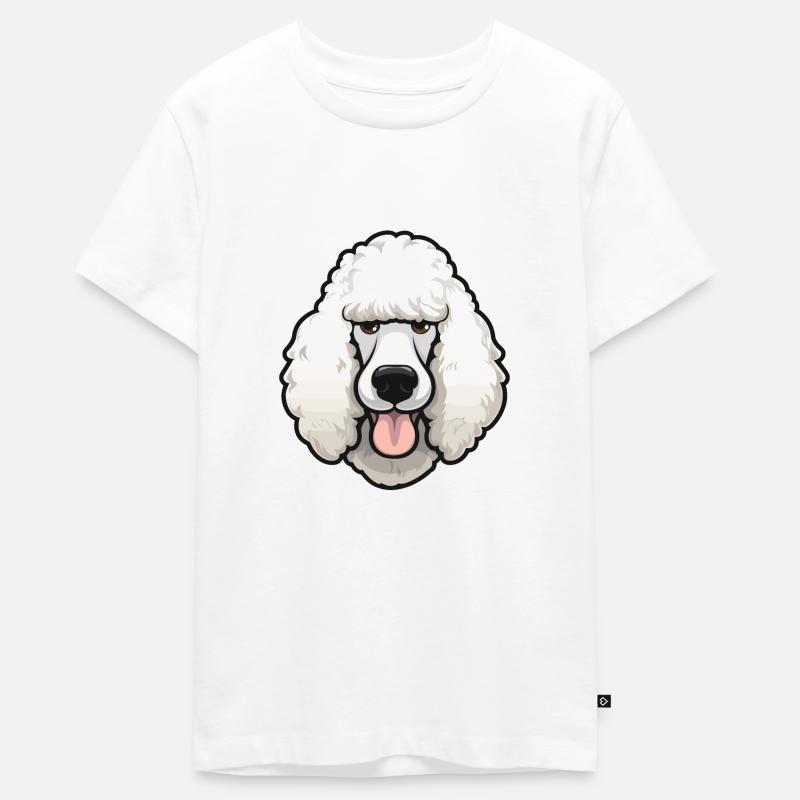 Big Poodle Head Comic Cartoon Dog Dogs - T-shirt Premium bio Ado - blanc