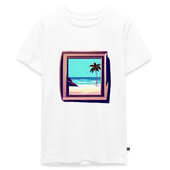Bilderrahmen Urlaub Meer Aussicht - Teenager Premium Bio T-Shirt - Weiß - Vorne - AI Model Teenager Male light (155cm)