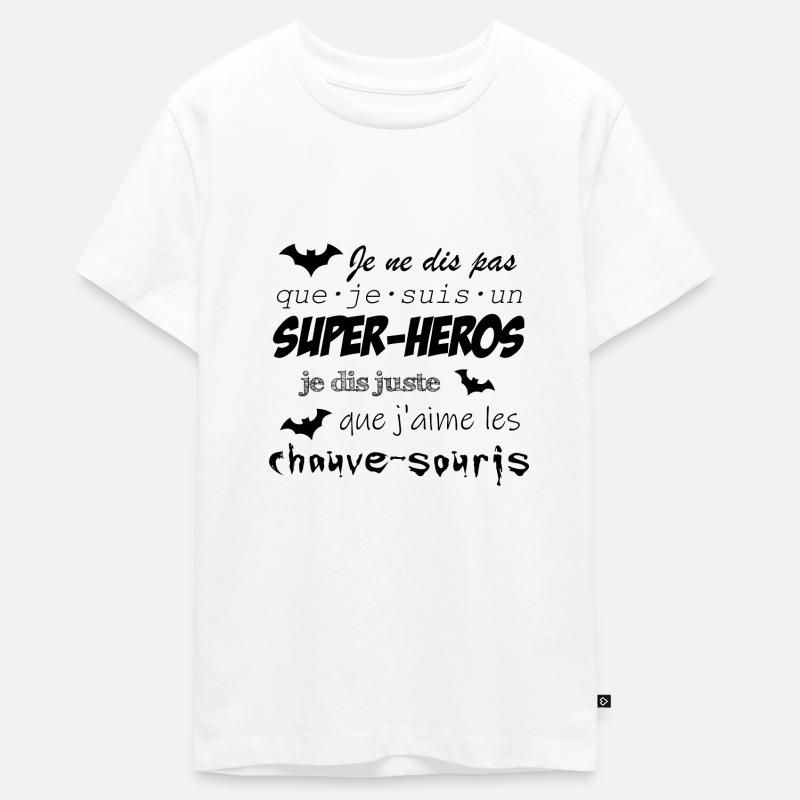 Pas un super-héros j'aimes les chauve-souris - T-shirt Premium bio Ado - blanc