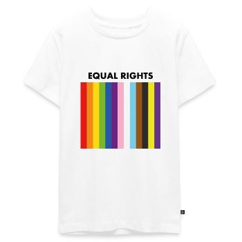 Equal rights inclusive pride flag - Teenager Premium Organic T-Shirt - white - Front - AI Model Teenager Male light (155cm)