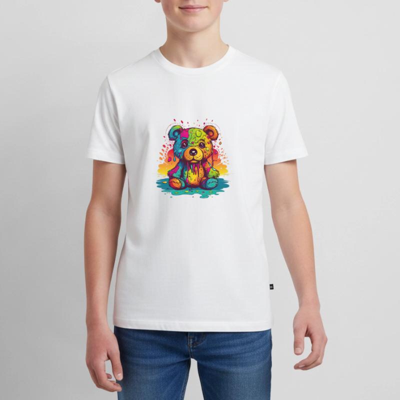 Charmanter Regenbogen-Teddy Teenager Premium Bio T-Shirt
