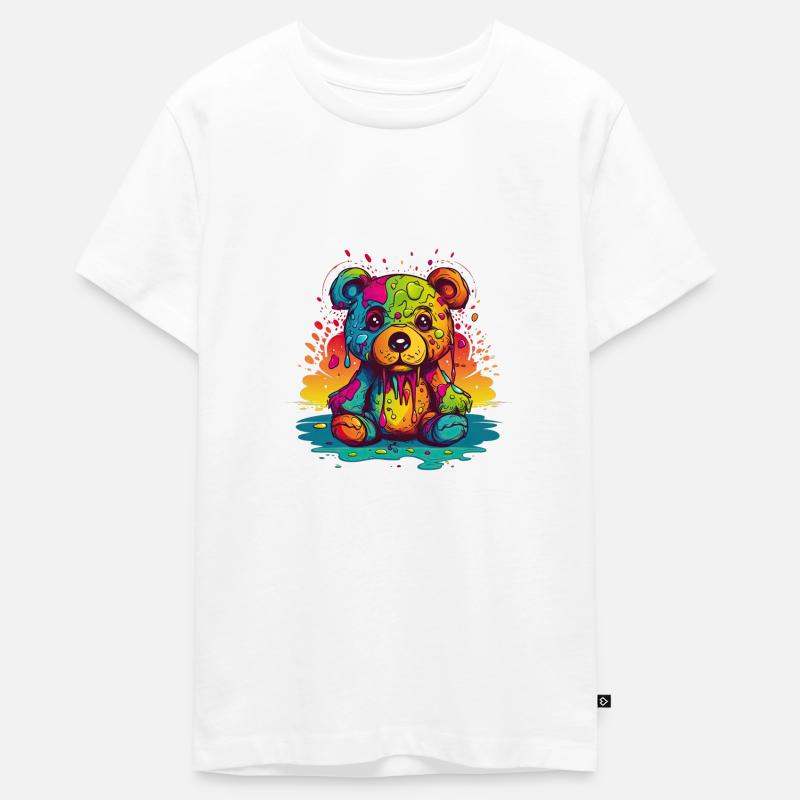 Charmant Rainbow Teddy - T-shirt Premium bio Ado - blanc