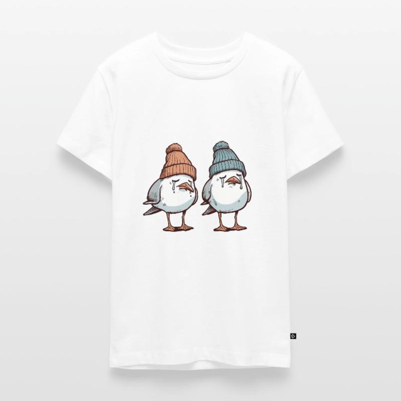Mouettes tristes - Mouette Moin avec bonnet T-shirt Premium bio Ado
