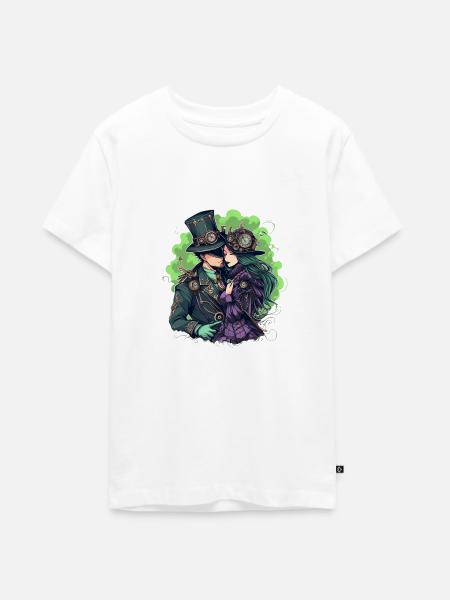 Steampunk-Couple - Teenager Premium Bio T-Shirt - Weiß