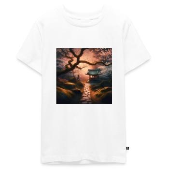 Japon Vintage Moss Stone Path - T-shirt Premium bio Ado - blanc - Devant - AI Model Teenager Male light (155cm)