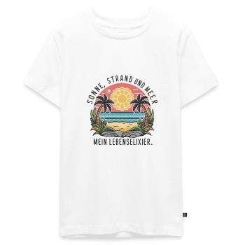 Sun, beach and sea - my elixir of life - Teenager Premium Organic T-Shirt - white - Front - AI Model Teenager Male light (155cm)