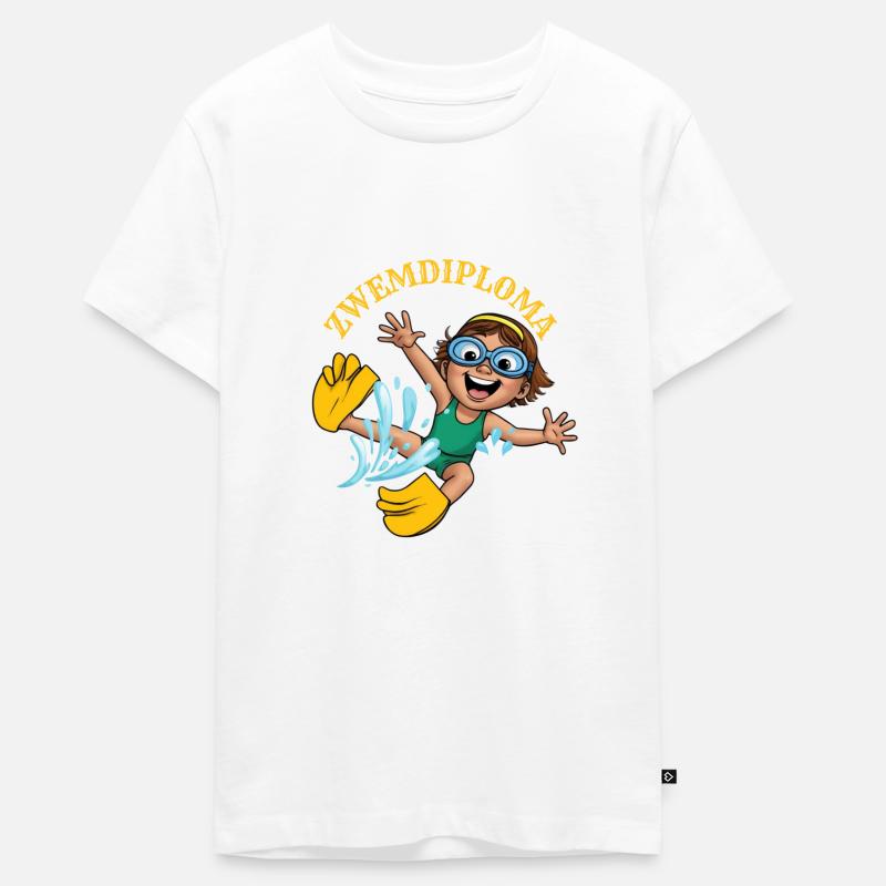 Schwimmdiplom: Wasserheld! - Teenager Premium Bio T-Shirt - Weiß