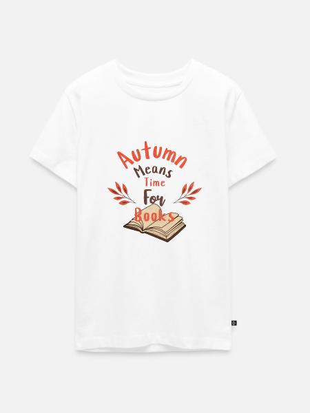 Bücher Lesen Herbst - Teenager Premium Bio T-Shirt - Weiß