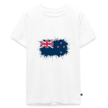 Die neuseeländische Flagge als Farbfleck - Teenager Premium Bio T-Shirt - Weiß - Vorne - AI Model Teenager Male light (155cm)
