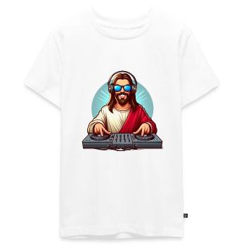 DJ Jésus - T-shirt Premium bio Ado - blanc - Devant - AI Model Teenager Male light (155cm)