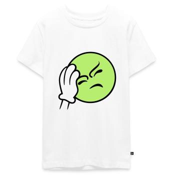 Emoticon Frustration / facepalm emoji (3c) - Teenager Premium Bio T-Shirt - Weiß - Vorne - AI Model Teenager Male light (155cm)