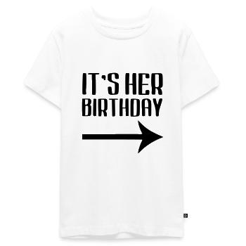 Its her birthday - Teenager Premium Organic T-Shirt - white - Front - AI Model Teenager Male light (155cm)