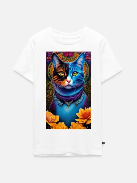 Wunderbare Katze - Teenager Premium Bio T-Shirt - Weiß