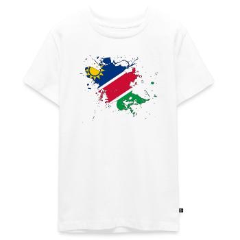 Namibia Flagge als Farbklecks - Teenager Premium Bio T-Shirt - Weiß - Vorne - AI Model Teenager Male light (155cm)