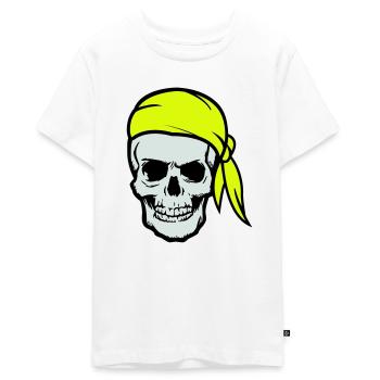 Crâne Pirate Ahoy - T-shirt Premium bio Ado - blanc - Devant - AI Model Teenager Male light (155cm)