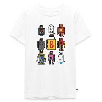 Retro Roboter 8. Geburtstag - Teenager Premium Bio T-Shirt - Weiß - Vorne - AI Model Teenager Male light (155cm)