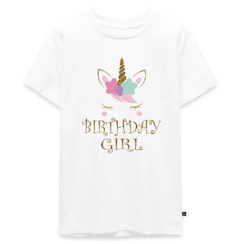 Birthday Girl Unicorn - poison Glitter anniversaire - T-shirt Premium bio Ado - blanc - Devant - AI Model Teenager Male light (155cm)