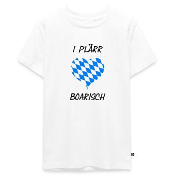 I Plärr Boarisch / Ich heule Bayrisch T-shirt - Teenager Premium Bio T-Shirt - Weiß - Vorne - AI Model Teenager Male light (155cm)