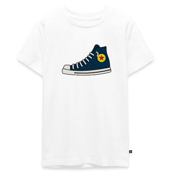 Schuh - Teenager Premium Bio T-Shirt - Weiß - Vorne - AI Model Teenager Male light (155cm)