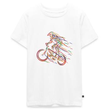 BMX Bunte Farbe Grafik Biker Freestyle Racing - Teenager Premium Bio T-Shirt - Weiß - Vorne - AI Model Teenager Male light (155cm)