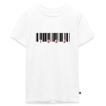 barcode 1984 - T-shirt Premium bio Ado - blanc - Devant - AI Model Teenager Male light (155cm)