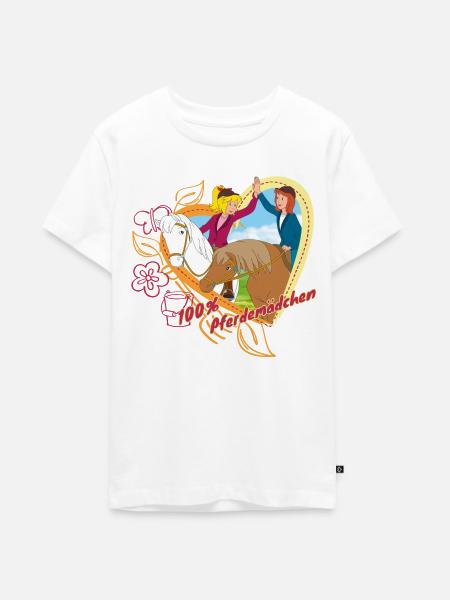 Bibi und Tina '100% Pferdemädchen' - Teenager Premium Bio T-Shirt - Weiß
