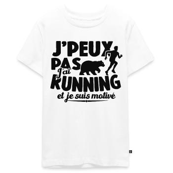Je Peux Pas J'ai Running Et Je Suis Motivé - T-shirt Premium bio Ado - blanc - Devant - AI Model Teenager Male light (155cm)