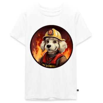 Feuerwehrmann Hund - Teenager Premium Bio T-Shirt - Weiß - Vorne - AI Model Teenager Male light (155cm)