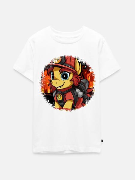 Feuerwehr Pony - Teenager Premium Bio T-Shirt - Weiß