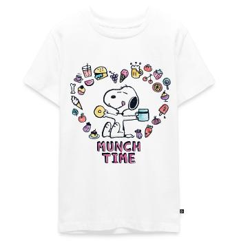 Peanuts Snoopy Munch Time Bouffe - T-shirt Premium bio Ado - blanc - Devant - AI Model Teenager Male light (155cm)