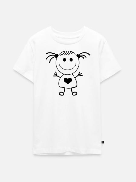 Mädchen Strichmännchen - Teenager Premium Bio T-Shirt - Weiß