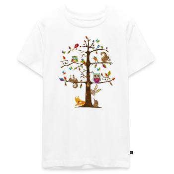 animaux colorés sur un arbre - T-shirt Premium bio Ado - blanc - Devant - AI Model Teenager Male light (155cm)