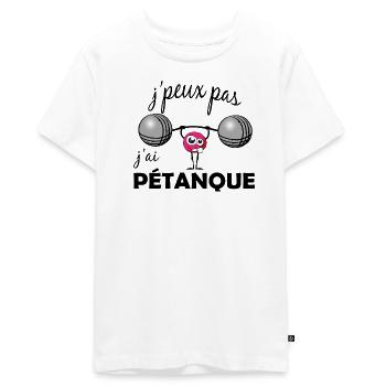 JPEUX PAS JAI PETANQUE - T-shirt Premium bio Ado - blanc - Devant - AI Model Teenager Male light (155cm)