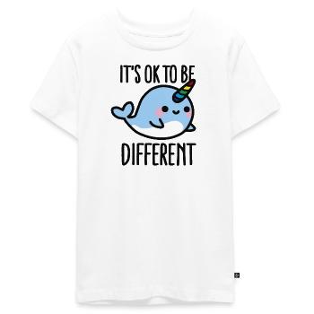 It's ok to be different - T-shirt Premium bio Ado - blanc - Devant - AI Model Teenager Male light (155cm)