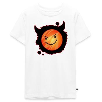 niedlicher Teufel in Flammen und glühendem Gesicht - Teenager Premium Bio T-Shirt - Weiß - Vorne - AI Model Teenager Male light (155cm)