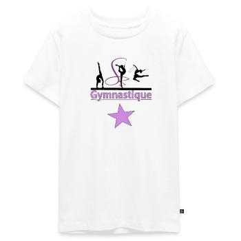 Gymnastique - T-shirt Premium bio Ado - blanc - Devant - AI Model Teenager Male light (155cm)