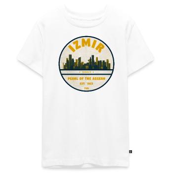 Izmir Perle der Ägäis Abzeichen - Teenager Premium Bio T-Shirt - Weiß - Vorne - AI Model Teenager Male light (155cm)