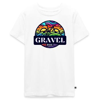 Gravel Ride Sunset Cyclist - Teenager Premium Bio T-Shirt - Weiß - Vorne - AI Model Teenager Male light (155cm)