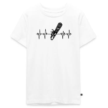 Scie bûcheron tronçonneuse menuiserie menuiserie - T-shirt Premium bio Ado - blanc - Devant - AI Model Teenager Male light (155cm)