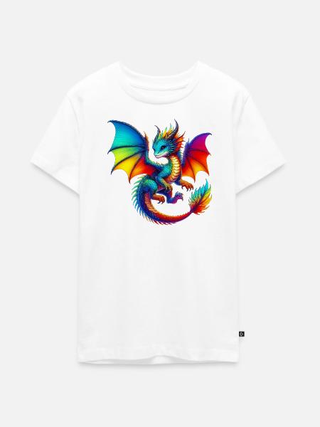 Drache - Teenager Premium Bio T-Shirt - Weiß